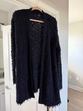 True Religion Black Textured Open-Front Women's Cardigan